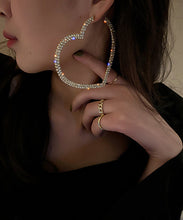 Load image into Gallery viewer, Boutique Silk Sterling Silver Alloy Zircon Love Hoop Earrings