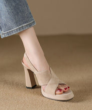 Load image into Gallery viewer, Boutique Splicing Peep Toe High Heel Sandals Apricot Suede