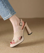 Load image into Gallery viewer, Boutique Splicing Peep Toe High Heel Sandals Apricot Suede