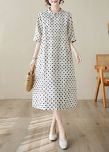 Load image into Gallery viewer, Boutique Stand Collar Dot Print Cotton Long Dress Summer