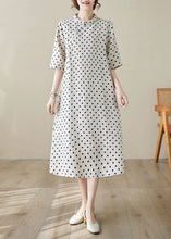 Load image into Gallery viewer, Boutique Stand Collar Dot Print Cotton Long Dress Summer