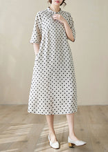 Load image into Gallery viewer, Boutique Stand Collar Dot Print Cotton Long Dress Summer