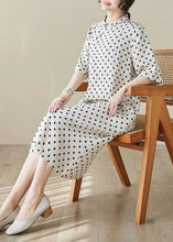 Load image into Gallery viewer, Boutique Stand Collar Dot Print Cotton Long Dress Summer