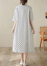 Load image into Gallery viewer, Boutique Stand Collar Dot Print Cotton Long Dress Summer