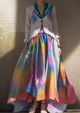 Load image into Gallery viewer, Boutique V Neck Print Wrinkled Patchwork Silk Long Dress Summer