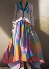 Load image into Gallery viewer, Boutique V Neck Print Wrinkled Patchwork Silk Long Dress Summer