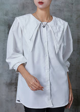 Load image into Gallery viewer, Boutique White Double-layer Collar Cotton Shirt Spring