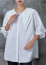 Load image into Gallery viewer, Boutique White Double-layer Collar Cotton Shirt Spring