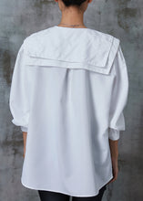 Load image into Gallery viewer, Boutique White Double-layer Collar Cotton Shirt Spring