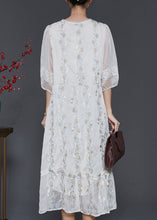 Load image into Gallery viewer, Boutique White Embroidered Patchwork Lace Silk Dresses Summer