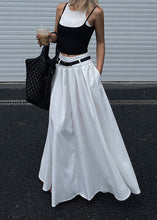 Load image into Gallery viewer, Boutique White Pockets Wrinkled High Waist Cotton Skirts Summer