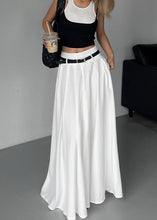 Load image into Gallery viewer, Boutique White Pockets Wrinkled High Waist Cotton Skirts Summer