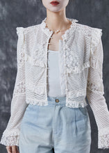 Load image into Gallery viewer, Boutique White Ruffled Patchwork Lace Blouse Tops Spring