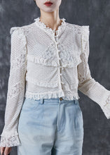 Load image into Gallery viewer, Boutique White Ruffled Patchwork Lace Blouse Tops Spring