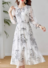 Load image into Gallery viewer, Boutique White Ruffled Print Patchwork Silk Dress Summer