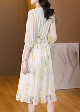 Load image into Gallery viewer, Boutique White V Neck Ruffled Print Chiffon Dresses Summer