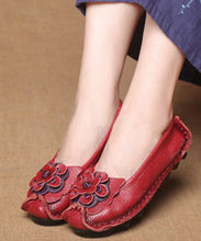 Load image into Gallery viewer, Boutique Yellow Cowhide Leather Flower Splicing Flat Shoes