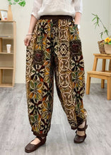 Load image into Gallery viewer, Boutique Yellow Elastic Waist Silk Linen Crop Harem Pants