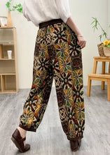 Load image into Gallery viewer, Boutique Yellow Elastic Waist Silk Linen Crop Harem Pants