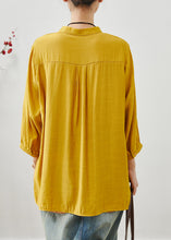 Load image into Gallery viewer, Boutique Yellow Embroidered Linen Shirt Tops Bracelet Sleeve