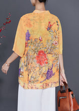 Load image into Gallery viewer, Boutique Yellow Print Chiffon Fake Two Piece Shirt Tops Summer