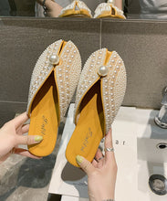 Load image into Gallery viewer, Boutique Yellow Slide Sandals Nail Bead Splicing Faux Leather