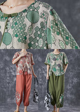 Load image into Gallery viewer, Brick Red Patchwork Cotton Women Sets 2 Pieces Side Open Summer