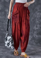 Load image into Gallery viewer, Brick Red Tie Dye Harem Pants Wrinkled Pockets Summer