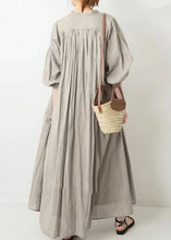 Load image into Gallery viewer, Brief Apricot Stand Collar Low High Design Maxi Shirt Dress Puff Sleeve