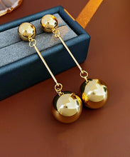 Load image into Gallery viewer, Brief Gold Copper Ball Tassel Drop Earrings