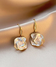 Load image into Gallery viewer, Brief Gold Copper Overgild Floral Drop Earrings