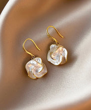 Load image into Gallery viewer, Brief Gold Copper Overgild Floral Drop Earrings