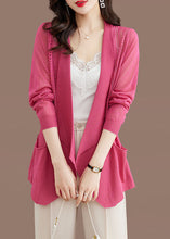 Load image into Gallery viewer, Brief Rose Notched Pockets Ice Size Knit Cardigans Summer