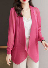 Load image into Gallery viewer, Brief Rose Notched Pockets Ice Size Knit Cardigans Summer