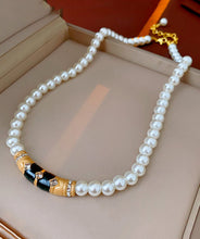 Load image into Gallery viewer, Brief White Alloy Pearl Zircon Drip Graduated Bead Necklace