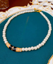 Load image into Gallery viewer, Brief White Alloy Pearl Zircon Drip Graduated Bead Necklace