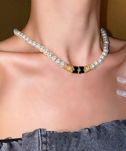 Load image into Gallery viewer, Brief White Alloy Pearl Zircon Drip Graduated Bead Necklace