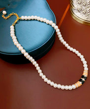 Load image into Gallery viewer, Brief White Alloy Pearl Zircon Drip Graduated Bead Necklace