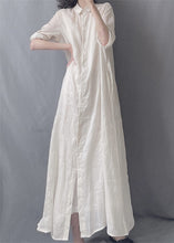 Load image into Gallery viewer, Brief White Peter Pan Collar Button Maxi Shirts Dress Spring