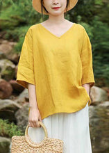 Load image into Gallery viewer, Brief Yellow V Neck Tops Half Sleeve