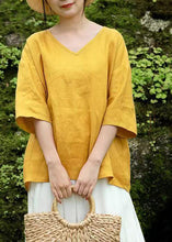 Load image into Gallery viewer, Brief Yellow V Neck Tops Half Sleeve