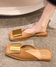 Load image into Gallery viewer, Brown Faux Leather Chic Sequined Splicing Slide Sandals