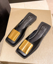 Load image into Gallery viewer, Brown Faux Leather Chic Sequined Splicing Slide Sandals