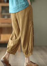 Load image into Gallery viewer, Brown Ruffled Elastic Waist Cozy Crop Pants