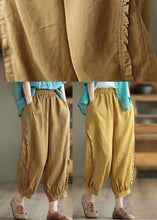 Load image into Gallery viewer, Brown Ruffled Elastic Waist Cozy Crop Pants