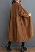 Load image into Gallery viewer, French blackish green corduroy coats Inspiration thick Cinched women coats ( Limited Stock)