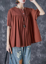 Load image into Gallery viewer, Caramel Patchwork Linen Top Oversized Wrinkled Summer