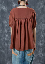 Load image into Gallery viewer, Caramel Patchwork Linen Top Oversized Wrinkled Summer