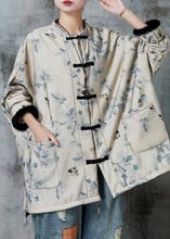 Load image into Gallery viewer, Casual Apricot Oversized Print Warm Fleece Coat Outwear Spring