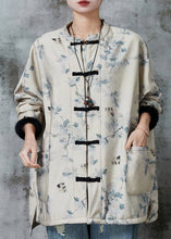 Load image into Gallery viewer, Casual Apricot Oversized Print Warm Fleece Coat Outwear Spring